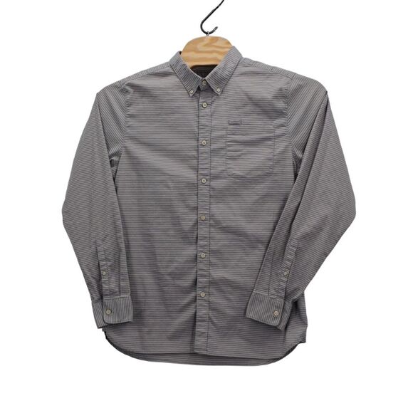 The North Face Gray Striped Button Down Shirt Long Sleeve Men's Sz Large Classic - Picture 2 of 10